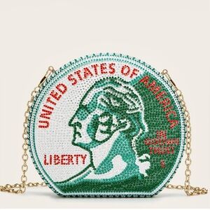 Bling-bling handbag crystal round box clutch evening party bag. NEW.